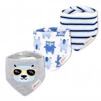 Mom's Care 嬰兒三角口水巾  -  Cool Bear (3件套裝)